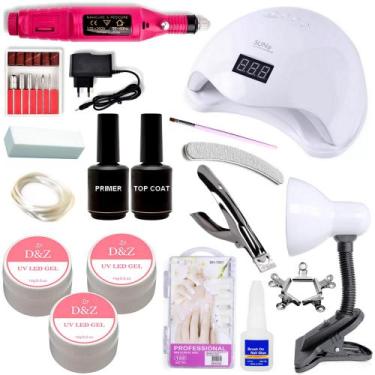 Imagem de Kit Unha Acrigel Gel Porcelana Fibra Unhas 48w Led Uv Nails Bivolt Alo