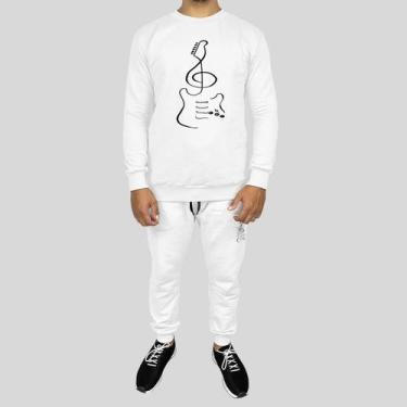 Imagem de Conjunto Calça e Blusa Moletom Careca Sem Capuz Algodão Estampado Viol