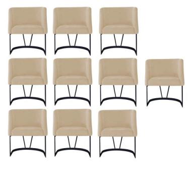 Imagem de Kit 10 Poltrona Cadeira Aurora Luxo Confort Industrial Ferro Preto Sue