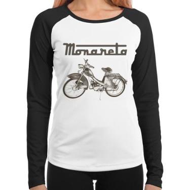 Imagem de Baby Look Raglan Ciclomotor Monareta Manga Longa - Foca na Moda, Branc