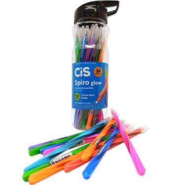 Imagem de Caneta Spiro CiS GLOW Colorida Garrafa Pote - 24 Unidades