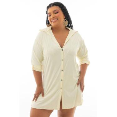 Imagem de Saída de Praia Plus Size Camisa Off White - VANINA NEMER, GG, Off whit