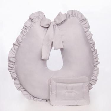 Imagem de Almofada Amamentação com Apoio para Bebê 02 peças - Miguel Baby, Cinza