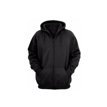 Imagem de moletom zíper flanelado com bolso e capuz - bergally, Preto, M