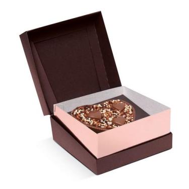 Imagem de Caixa Specialla para Meio Ovo Coração 200g 13x13x6,5cm Rosê Gold e Mar