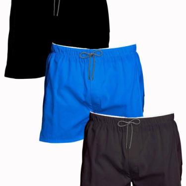 Imagem de Kit 3 Shorts Básicos Masculino Verão Curto Tactel Liso Moda - Bueno St