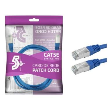 Imagem de Cabo de rede patch cord cat5e ftp blindado gigabit - 2m - azul 5+
