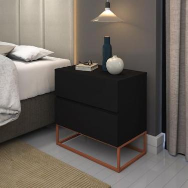 Imagem de Conjunto de Mesa de Cabeceira Para Cama Casal Eros 45cm Base de Ferro 