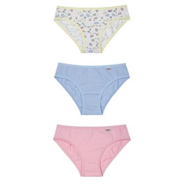 Imagem de Kit/3 Calcinha Miss Delrio 51309 Infantil Sortidas Cotton T. P/GG, G, 