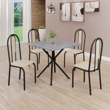 Imagem de Conjunto Sala de Jantar Mesa Quadrada 75x75cm Tampo Granito Ocre 4 Cad