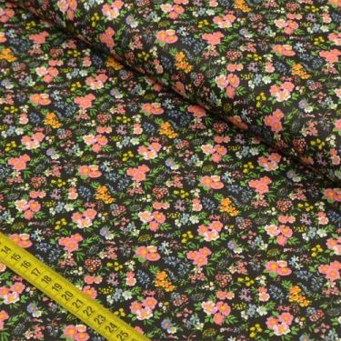 Imagem de Tecido Estampado para Patchwork - Fiori: Bouquet de Flores Fundo Preto