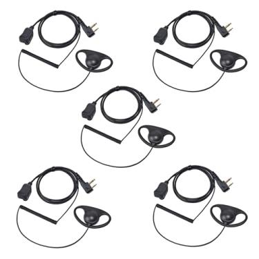 Imagem de YNIBST D-Shell Fone de ouvido Walkie Talkie, fone de ouvido de rádio bidirecional com microfone PTT para Midland Midland GXT1000VP4 GXT1000XB GXT1050VP4 LXT600VP3 (pacote com 5)