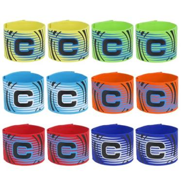 Imagem de PATIKIL Braçadeira de Capitão de Futebol, 12 Peças de Braçadeira de Capitão para Futebol Elástico Capitão C Braçadeiras Esportivas para Treinamento de Equipes de Futebol Juvenil Adulto 6 Cores