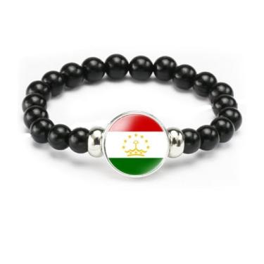 Imagem de vmcoatdu Pulseira de bandeira nacional com contas de corda elástica apoia seu país viagem lembrança presentes para homens e mulheres, One size, Liga metálica, Vidro