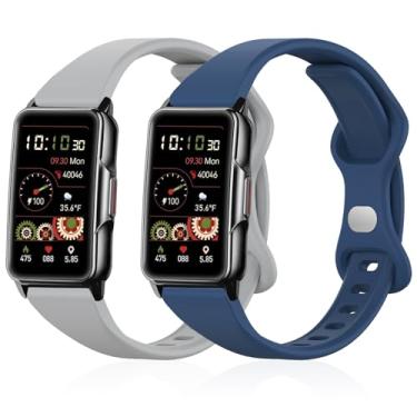 Imagem de Lzwldan Pacote com 2 pulseiras finas para relógio inteligente Mindrose H80 de 3,7 cm, pulseiras esportivas de silicone macio para monitor Mindrose H80 IP68 para mulheres e homens