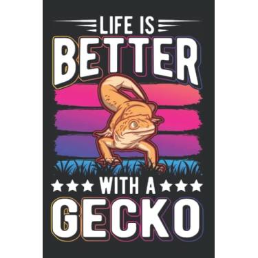 Imagem de Notebook With Gecko: Life is better with a Gecko Leopard Gecko / 6x9 Inches / 120 graph Sites