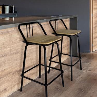 Imagem de Banquetas de bar, conjunto de 2 banquetas giratórias - Banqueta de bar giratória de casa de fazenda industrial vintage cozinha sala de jantar bar cadeira alta, marrom