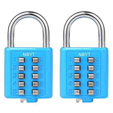 Imagem de NBYT Cadeado digital de 5 dígitos, trava digital de segurança com botão, aplicável à academia ou vestiário esportivo, caixa, caixa de ferramentas, cerca, fivela de armário