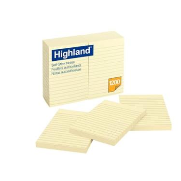 Imagem de Highland Notas, 10 x 15 cm, amarelo, 100 folhas por bloco, 12 blocos/pacote, (6609)