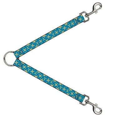 Imagem de Buckle-Down Divisor de coleira para cães com cata-vento plumas bege turquesa 3,1 cm de comprimento 2,5 cm de largura