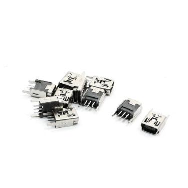 Imagem de uxcell 10 peças mini USB solda fêmea 5 pinos conector soquete 180 graus