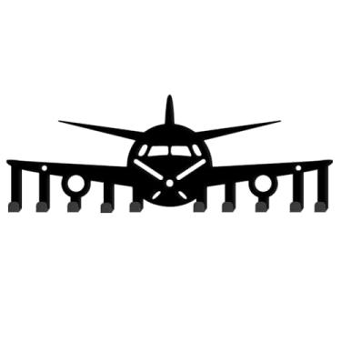 Imagem de SUPERDANT Porta-chaves de metal para avião, decorativo, 10 ganchos, porta-chaves, preto, organizador de parede, ganchos personalizados, cabide de trela de cachorro para casa, parede, porta da frente