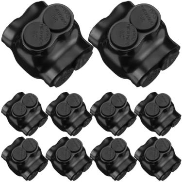 Imagem de Copkim Conectores de Fio Isolados Conector de Emenda Múltipla Conector de Alimentação Elétrica de Entrada Dupla Conectores de Cabo Preto Conectores de Fio de 2 Portas(10 Unidades, Faixa de Fio 2/0-6,