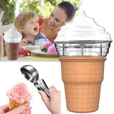 Imagem de Churner elétrico de sorvete de iogurte congelado, máquina de sorvete caseiro fresco perfumado e de sabor suave, tigela de congelamento rápido de 450ml, sorvete caseiro em 30 minutos, pá removível