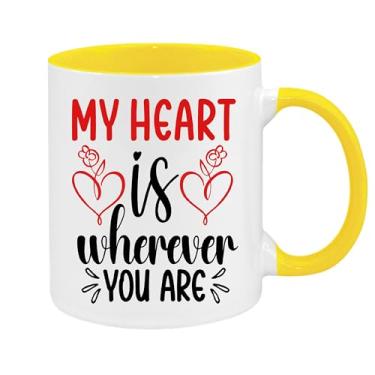 Imagem de SpreadPassion Caneca de café My Heart Is Wherever You are, presente para namorado e namorada, ideia de presente de dia dos namorados, presente para marido e esposa, ideia de presente de aniversário do