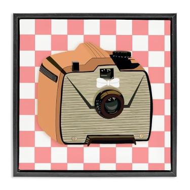 Imagem de Stupell Industries Take The Shot Retro Camera Framed Floater Canvas Wall Art Design por Jen Bucheli, moldura flutuante preta, 63 x 63 cm