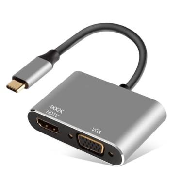 Imagem de Znoogrn Adaptador USB C para HDMI VGA, 2 em 1 Thunderbolt 3 Tipo-C para VGA 4K Conversor HDMI para adaptador de monitor duplo compatível com MacBook Pro, iPhone 16 15 Pro Max, Surface Pro, PC, etc
