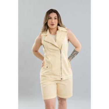 Imagem de Blusa Colete Maxi Color Com Zíper e Botões Feminina Dialogo-Feminino