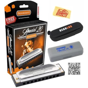 Imagem de Hohner Special 20 Harmonica - Key of B Bundle with Zip Case, Instructional Manual, and Austin Bazaar Polishing Cloth