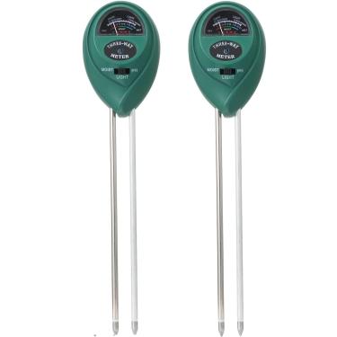 Imagem de ngnsky Testador de solo 3 em 1 para plantas - umidade, pH, medidor de luz | Kit profissional de teste de solo para plantas internas/externas, jardim, gramado, fazenda (2 pacotes)