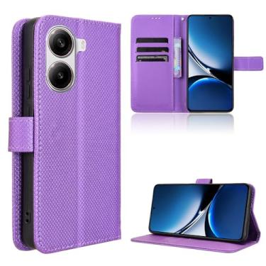 Imagem de Elubugod Capa de couro compatível com Xiaomi Poco X7 Pro 5G, capa flip de couro PU compatível com Xiaomi Redmi Turbo 4 5G capa roxa
