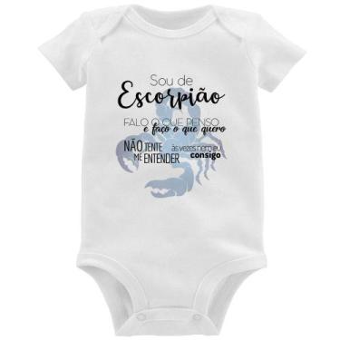 Imagem de Body Bebê Sou de Escorpião - Foca na Moda, Branco, P