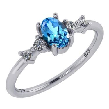 Imagem de Anel London Topázio Azul Pura Prata 925 - Exclusivo - Tudo Prata, 9