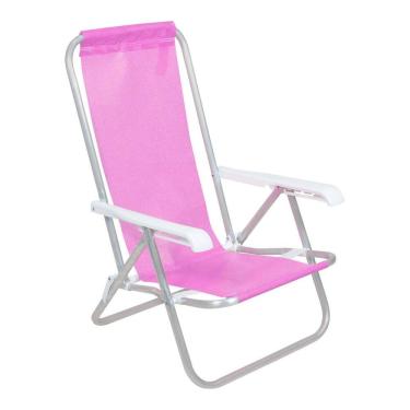 Imagem de Cadeira de Praia Reclinável 4 Posições Alumínio Lazy Sannet Rosa - 023010 Belfix