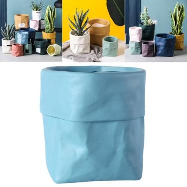 Imagem de Boxonly Vaso de plantas de interior, vaso de cerâmica de 10 cm (pequeno) com orifício de drenagem e almofada de malha – Vaso de flores decorativo moderno com pires anexados, perfeito para casa e