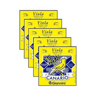 Imagem de Kit 5 Encordoamento Viola Giannini Canário GESVBL Aço Cebolão Em Mi Leve