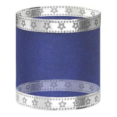 Imagem de Fita Natalina Voil Aramada Azul Royal Ouro 5cm X 10m - Fitas Regina Wo