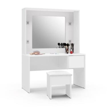 Imagem de Penteadeira Infantil Diana Espelho LED Banqueta Quarto Meninas Decoraç