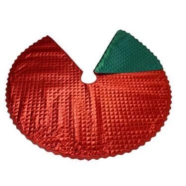 Imagem de Saia para Árvore de Natal Vermelha e Verde 90cm Matelassê - Fitas e Fe