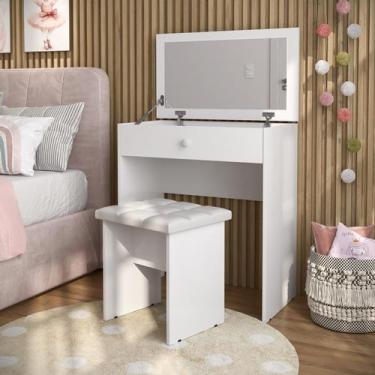 Imagem de Penteadeira Escrivaninha Mesa Camarim Com Espelho e Gaveta e  Banqueta