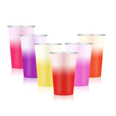 Imagem de Pacote com 6 copos de 473 ml de alumínio que mudam de cor – Ativado por água fria – Conjunto romântico para reuniões íntimas, presentes e casa