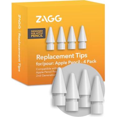 Imagem de ZAGG Replacement Tips for Apple Pencil 1st Gen, 2nd Gen, & USB-C - Pack of 4, Smooth Writing, Perfect Friction, White