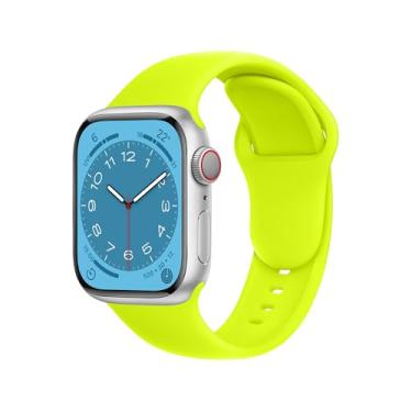 Imagem de ELETTRONEO Pulseira esportiva SBC1 para Apple Watch Ultra 2 de 49 mm, série 10 de 46 mm, 9 8 7 45 mm e 41 mm, SE 6, 5, 4, 44 mm e 40 mm, 3 2 1 42 mm 38 mm iWatch, pulseira de silicone, amarelo