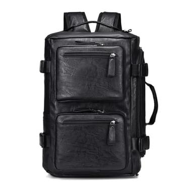 Imagem de Mochila masculina de viagem de grande capacidade, bolsa empresarial multifuncional, ombro único, crossbody Bolsa para homens(Black)