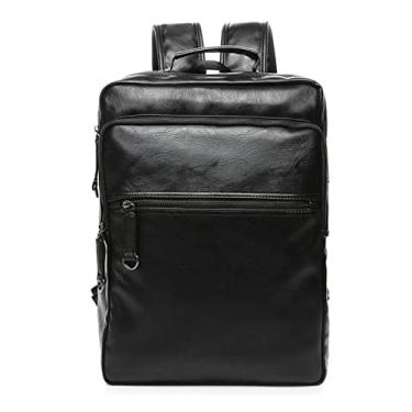 Imagem de Mochila de couro luxuosa para homens Mochila para laptop para adolescentes Mochila de viagem casual masculina