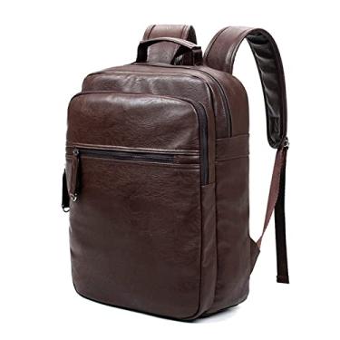 Imagem de Mochilas masculinas de luxo mochila de couro masculina mochila masculina de grande capacidade bolsa masculina(Browm)